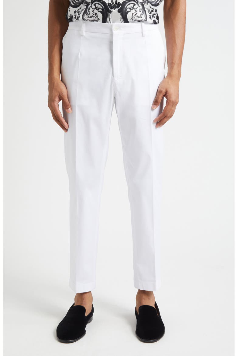 Cotton Stretch Gabardine Trousers, Main, color, W0111 BIANCO