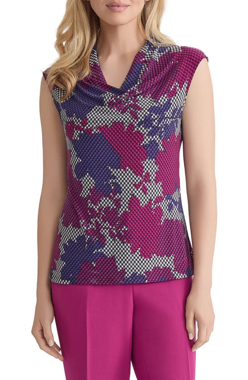 Kasper Cowl Neck Cap Sleeve Top In Pink