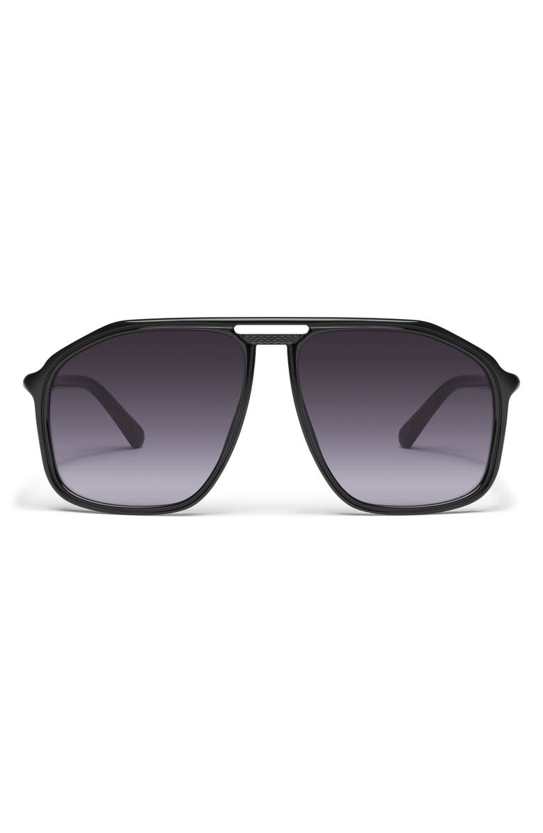 QUAY Studio Sesh 60mm Gradient Aviator Sunglasses, Main, color, Black/ Smoke