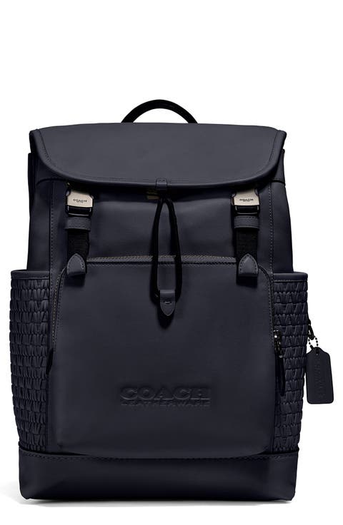 League Woven Detail Leather Backpack