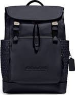 COACH League Woven Detail Leather Backpack