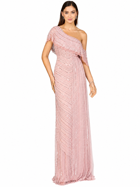 Off Shoulder Sheath Beaded Gown