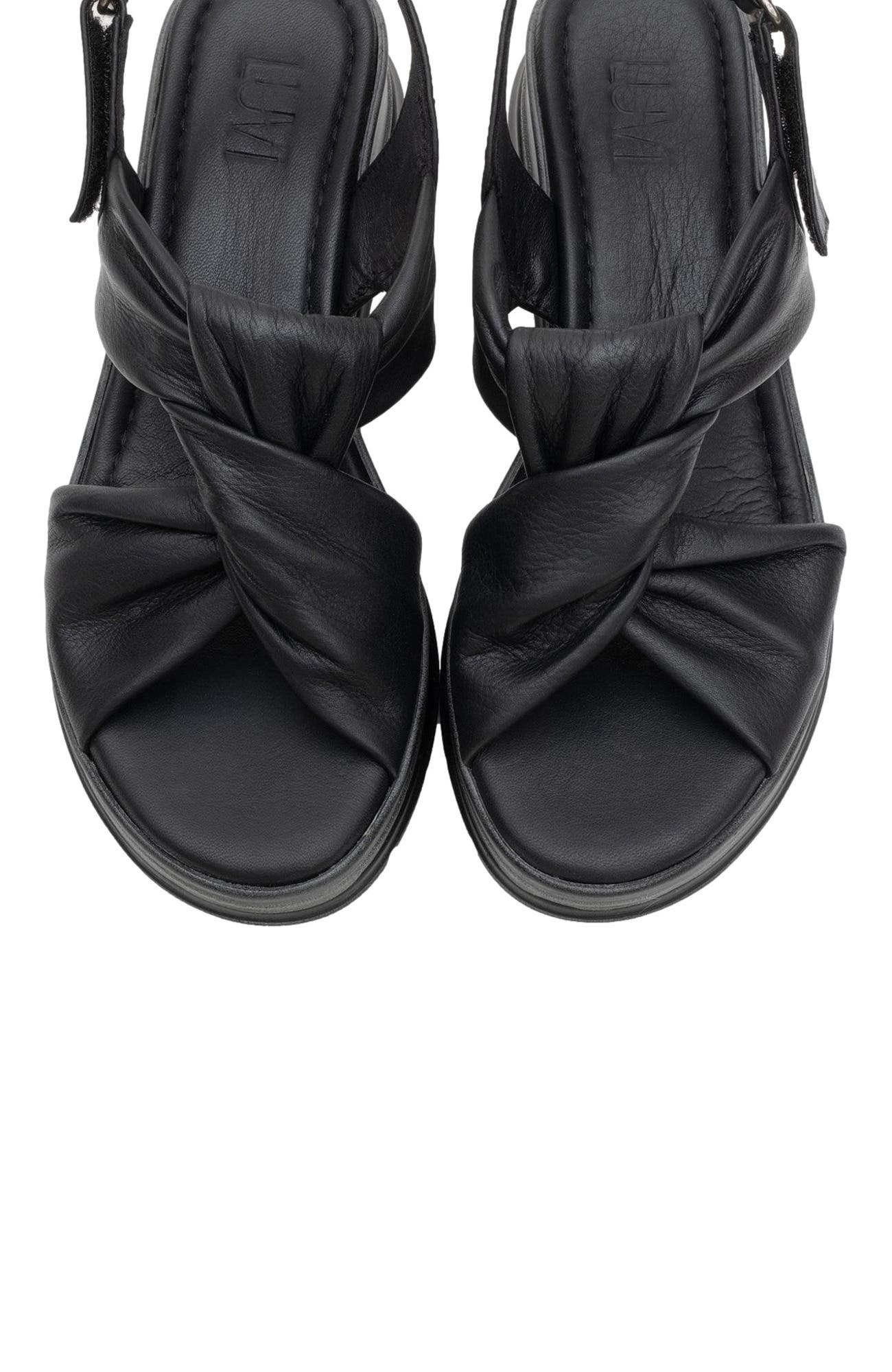Forever & Always Shoes Oara Leather Sandal, Alternate, color, Black Leather