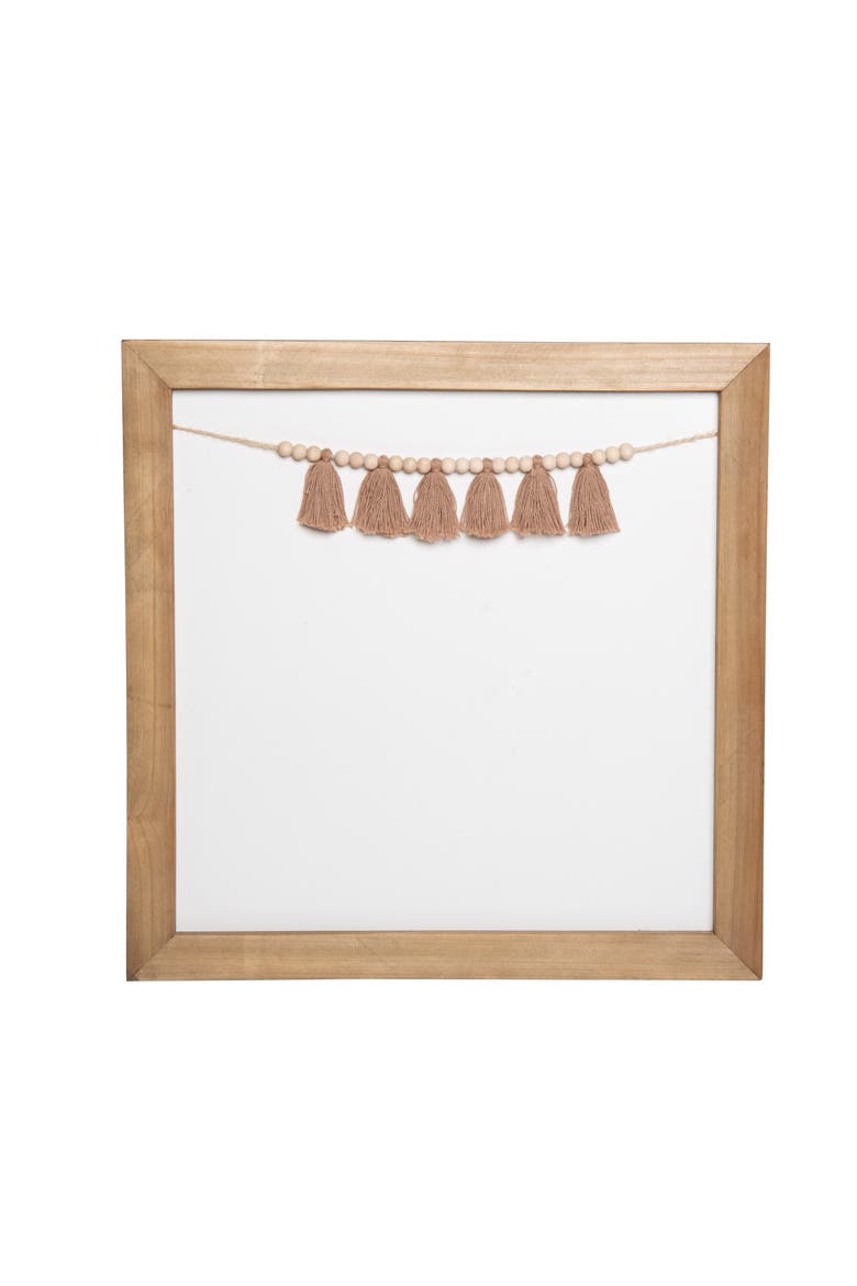 Write-On Wall Decor Rustic Framed Wall Decor with Tassel Banner, Main, color, Brown