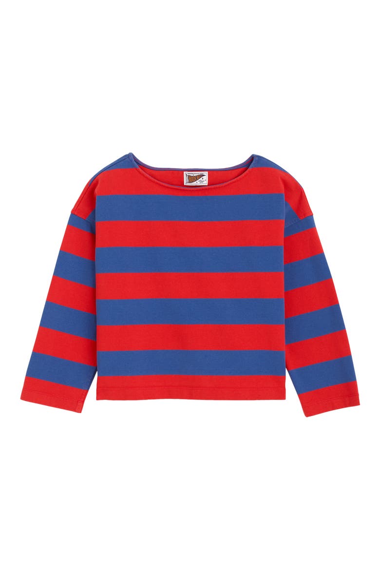 The Rugby Club Cotton Boat Neck Long Sleeve T-Shirt, Alternate, color, BOLD EVEN STRIPE