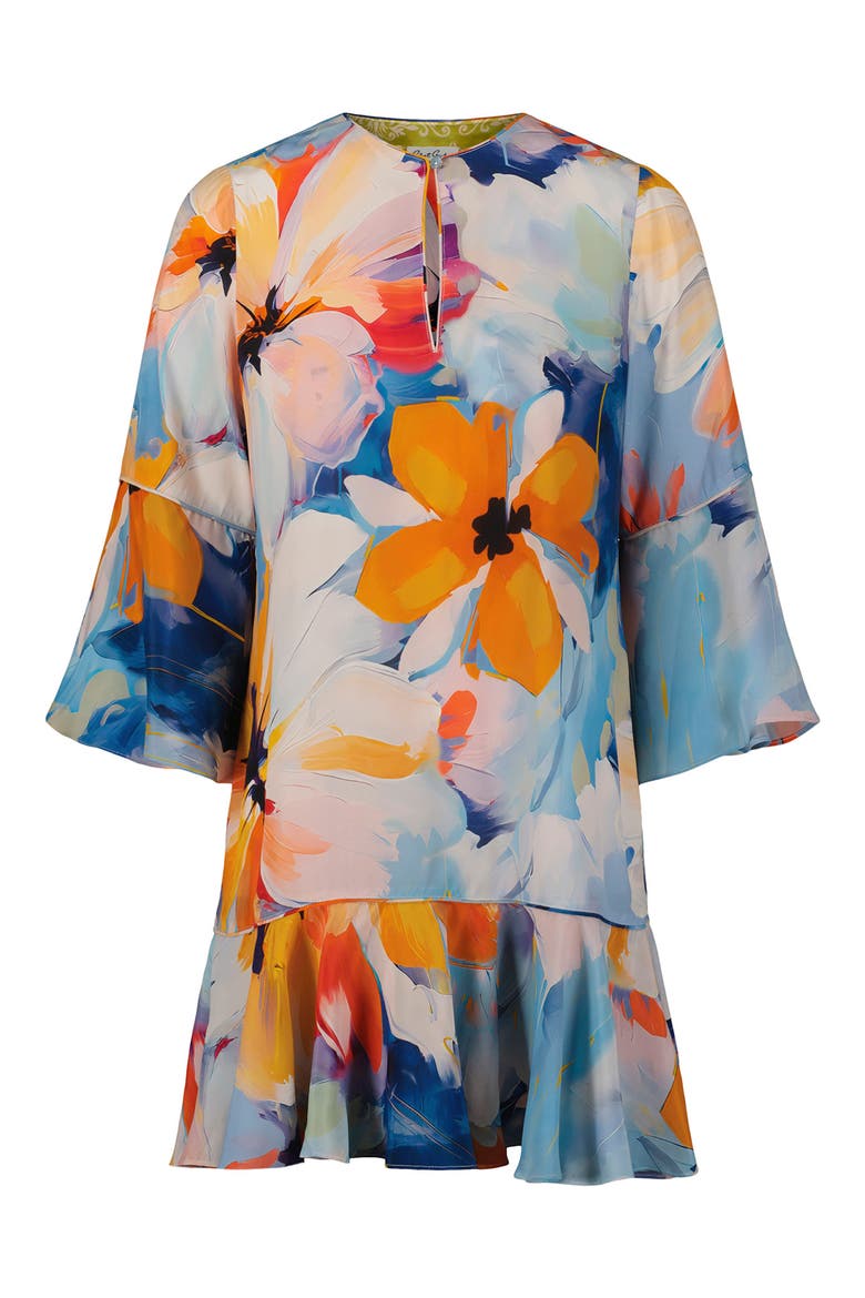 Margot Floral Bell Sleeve Shift Dress, Alternate, color, BLUE MULTI