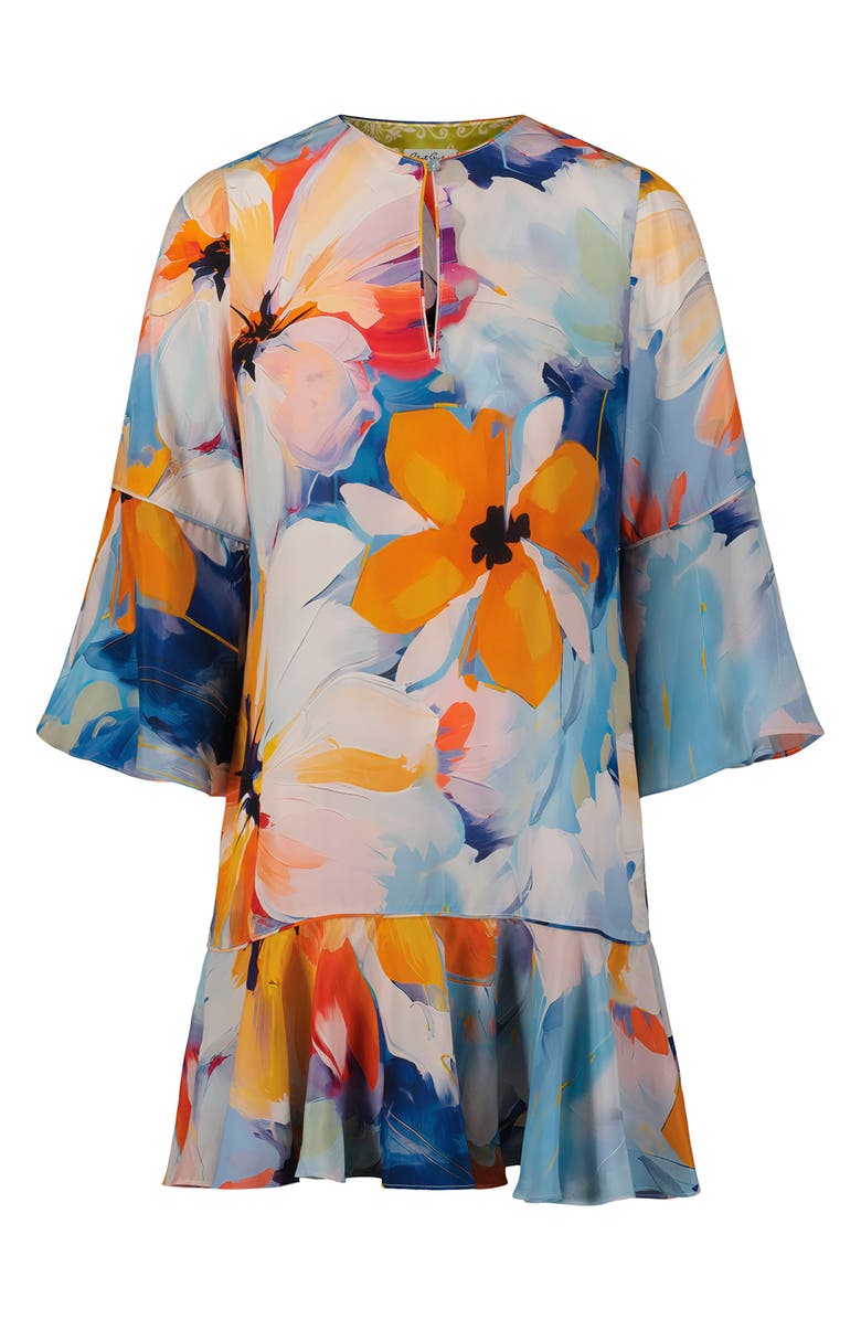 Robert Graham Margot Floral Bell Sleeve Shift Dress, Alternate, color, Blue Multi
