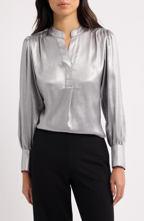 Metallic Gathered Top