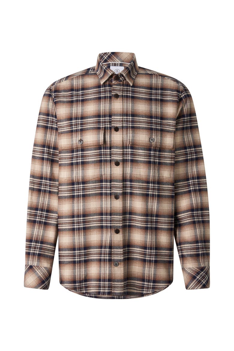 Heiko Flannel Shirt, Main, color, Beige/Navy Blue