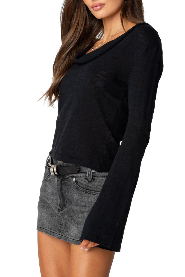 Amira Cowl Neck Sweater, Alternate, color, BLACK