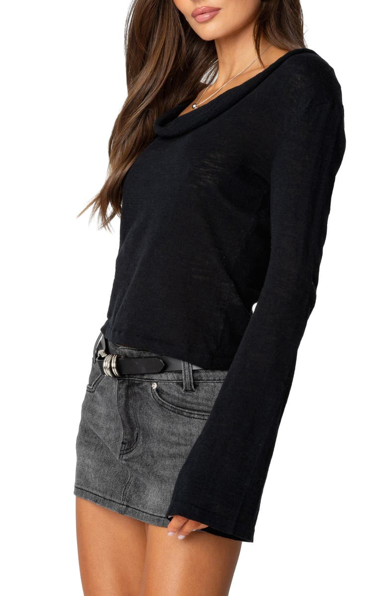 EDIKTED Amira Cowl Neck Sweater, Alternate, color, Black