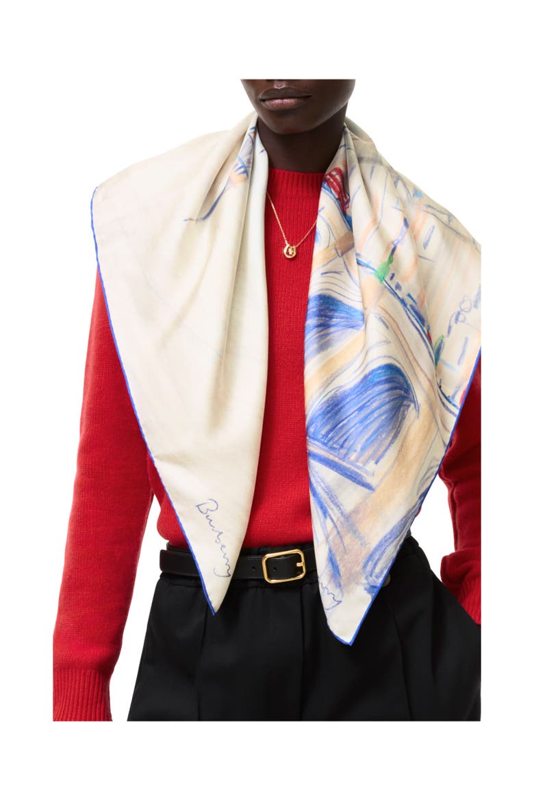 London Silk Scarf, Alternate, color, Clam beige
