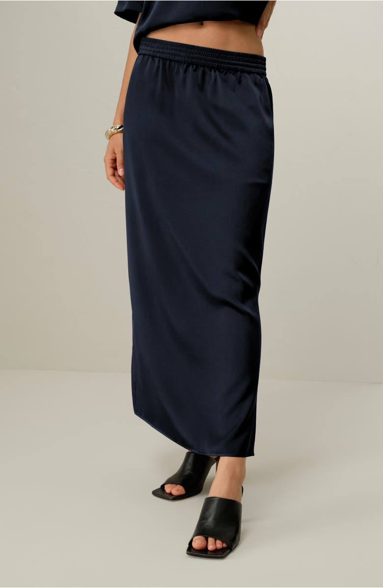 Lilysilk Women's Washable Silk Charmeuse Pull-on Skirt, Alternate, color, Midnight Blue