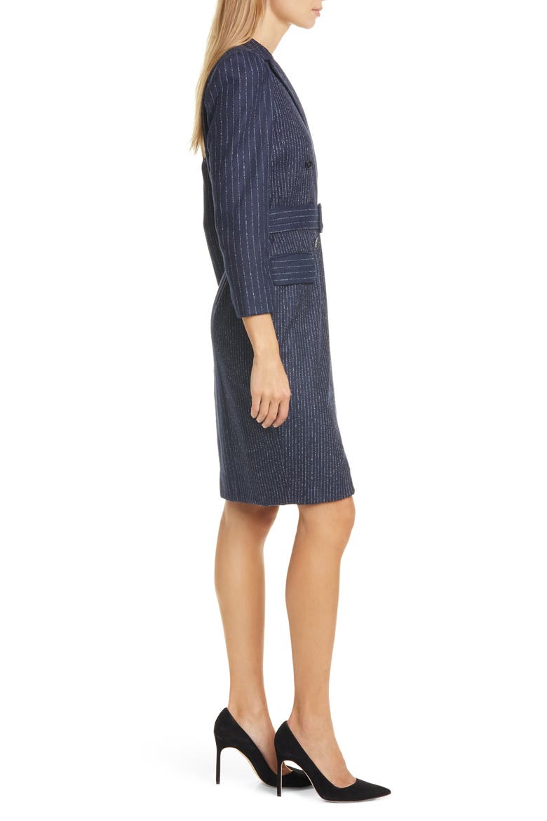 Mixed Pinstripe Long Sleeve Blazer Dress, Alternate, color, NAVY
