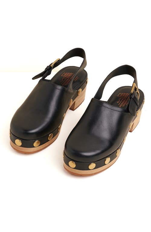 Charlotte Stone Jona Slingback Platform Studded Clog In Black