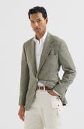 Brunello Cucinelli Comfort wool and cashmere Prince of Wales flannel deconstructed blazer