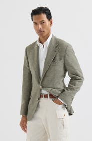 Brunello Cucinelli Comfort wool and cashmere Prince of Wales flannel deconstructed blazer