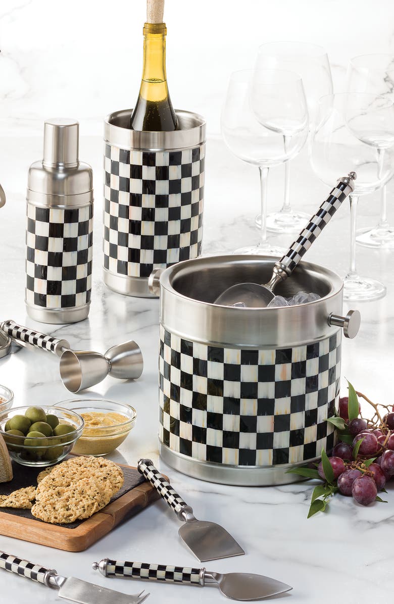 MACKENZIE CHILDS Courtly Check Ice Bucket, Alternate, color, Black/ Silver