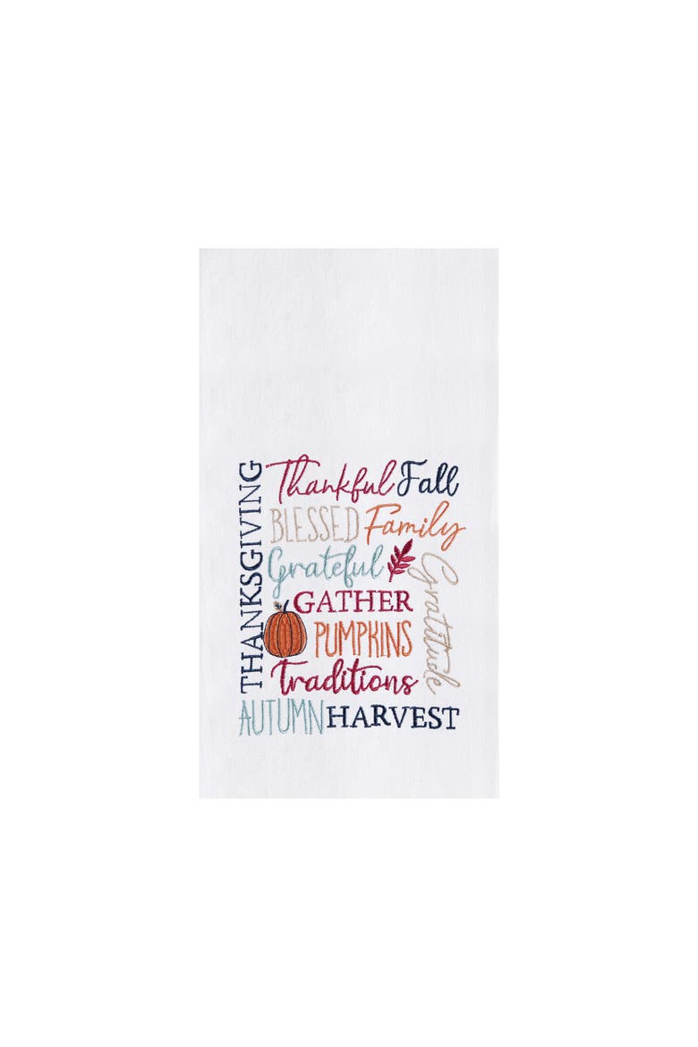 Fall Thankful Blessed Dishtowel, Main, color, White