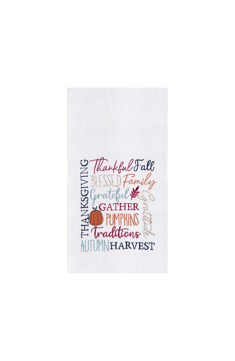 C&F Home Fall Thankful Blessed Dishtowel, Main, color, White