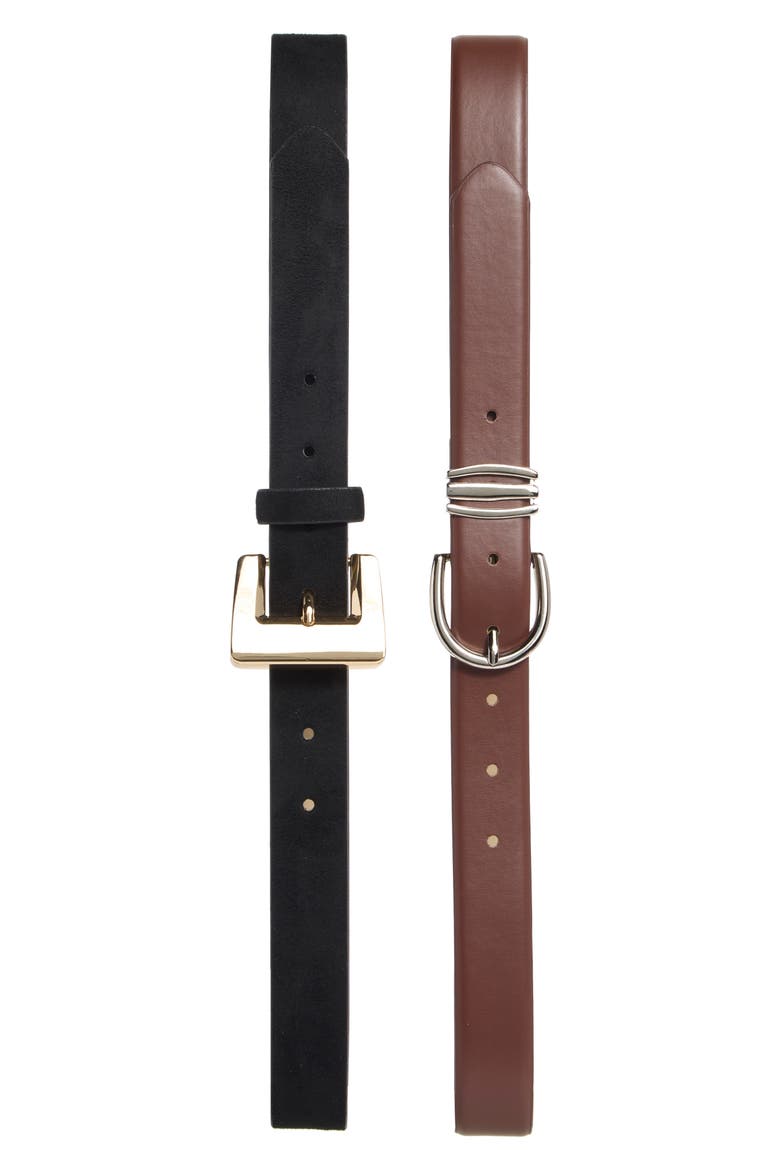 2-for-1 Assorted Belts, Main, color, BLACK/ CHOCOLATE