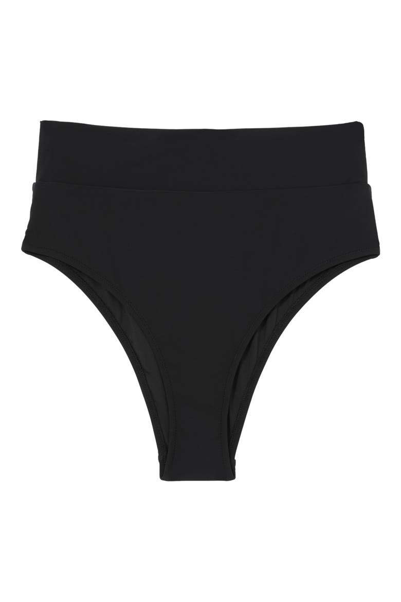 Helena High Waist Bikini Bottoms, Alternate, color, BLACK