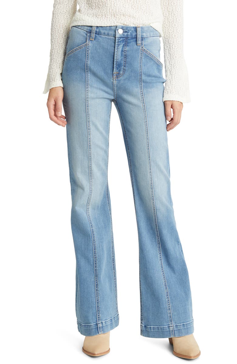 JEN7 by 7 For All Mankind Pintuck High Waist Wide Leg Trouser Jeans, Main, color,