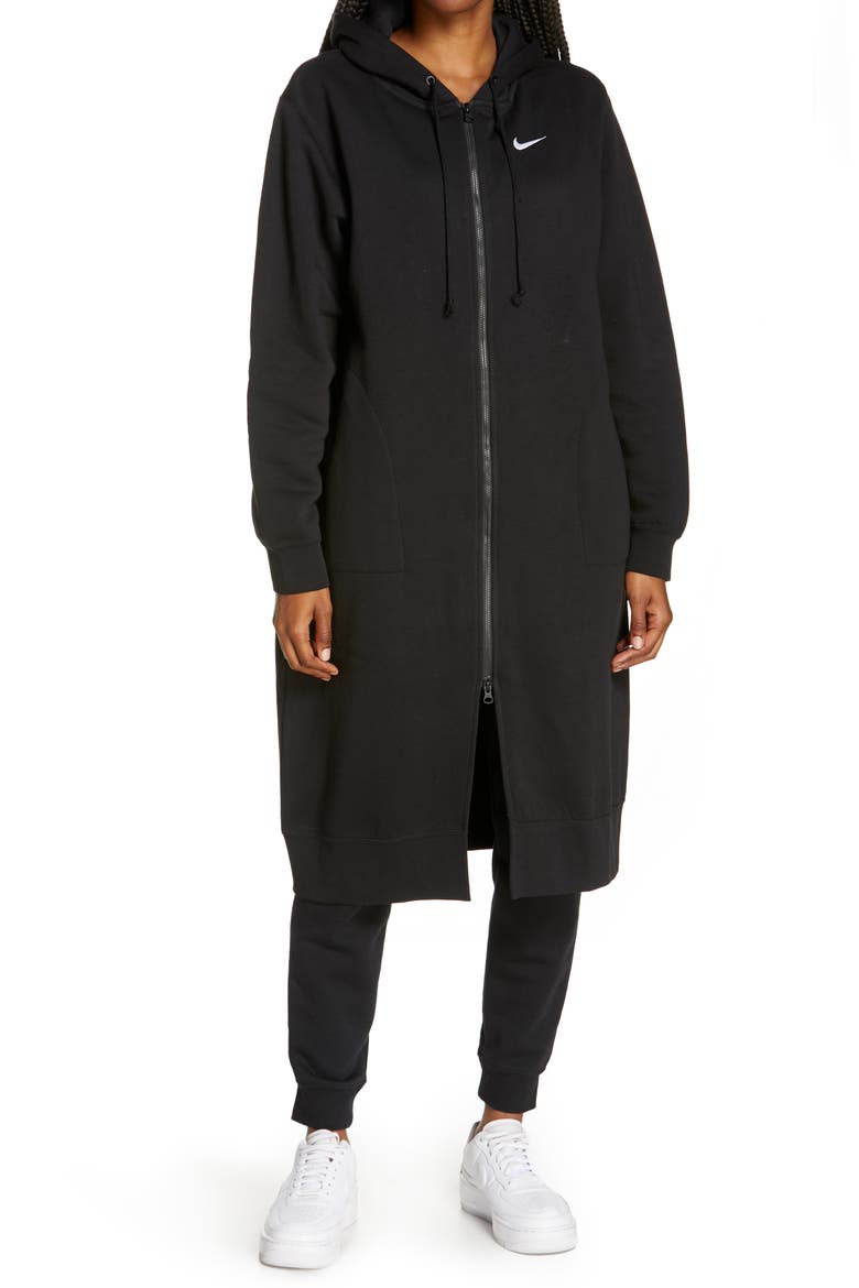 Sportswear Long Zip Hoodie, Alternate, color, BLACK/ WHITE