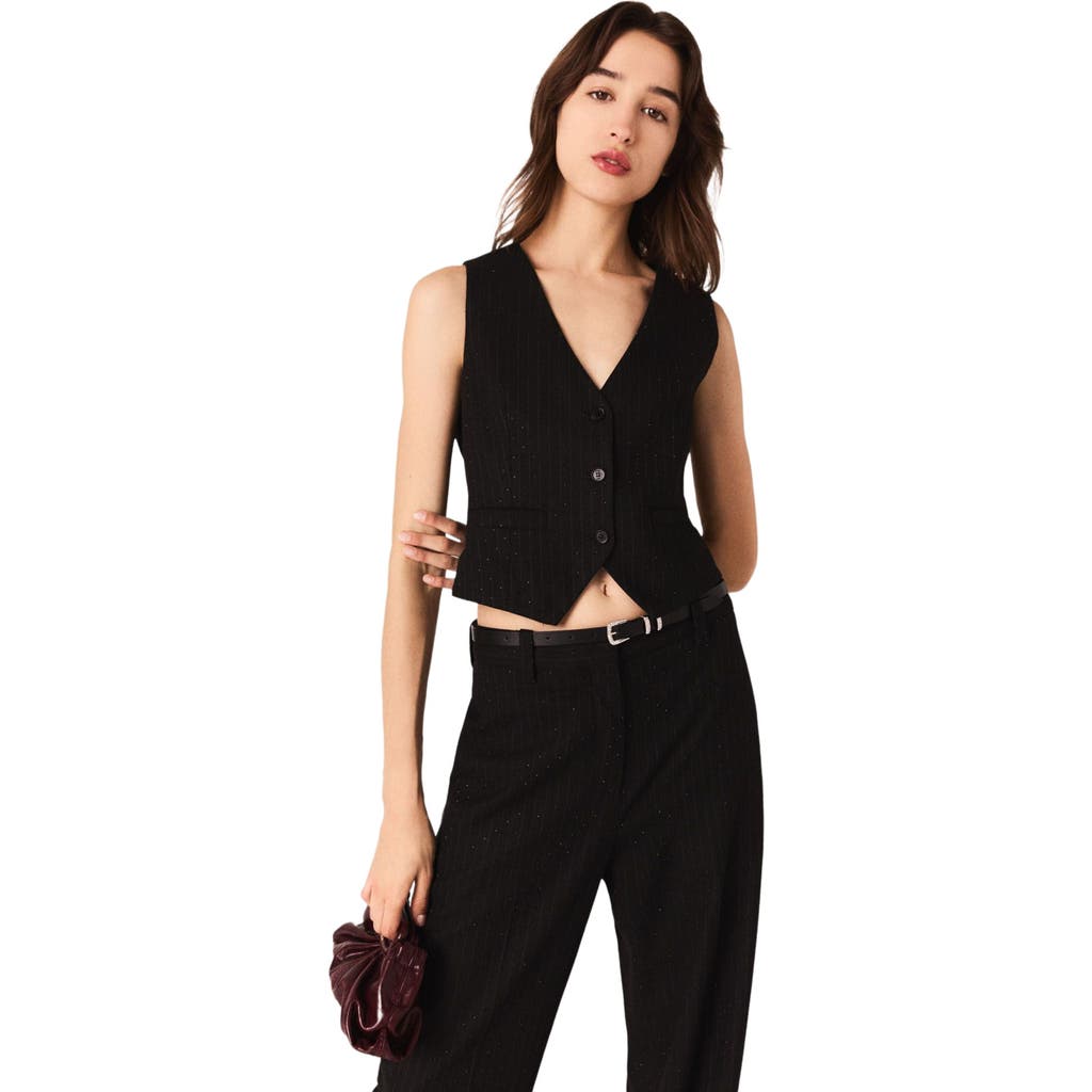 Maje Diamanté Tailored Jacket In Black