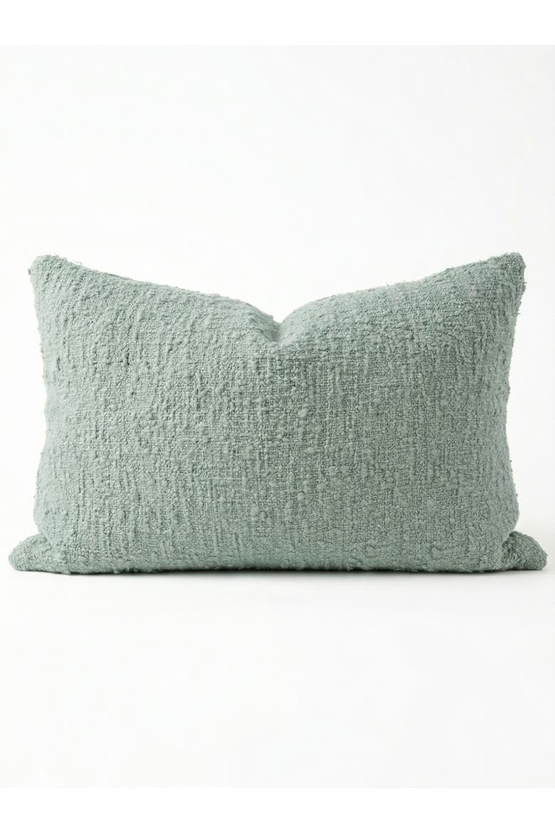 Cozy Cotton Boucle Lumbar Pillow with Down Insert, Main, color, Aqua