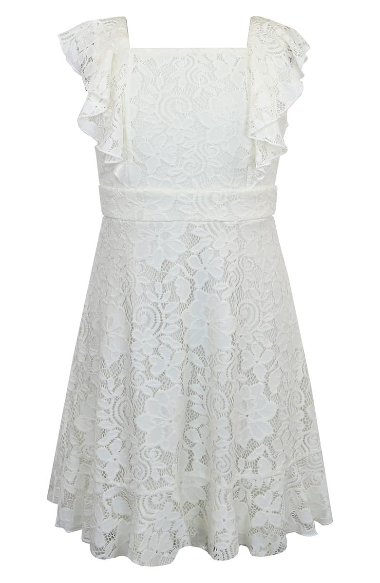 Zunie Kids' Stretch Lace Dress, Main, color, Ivory
