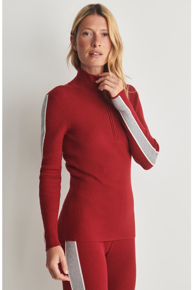 CAITLYN HALF ZIP KNIT, Alternate, color, RED DAHLIA