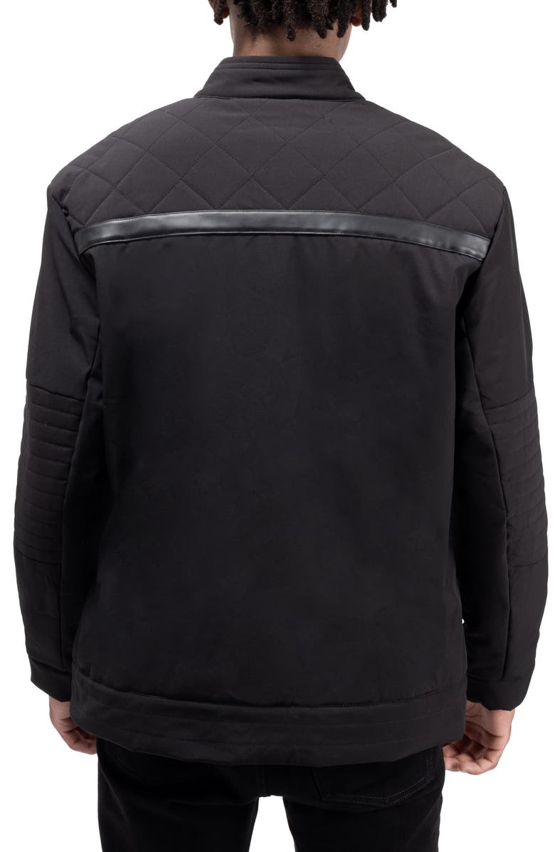 XRAY Faux Fur Lined Quilted Moto Jacket, Alternate, color, Black