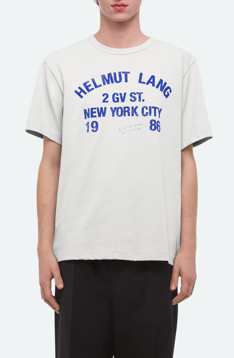Helmut Lang Varsity Cotton Graphic T-Shirt, Main, color, Optic White