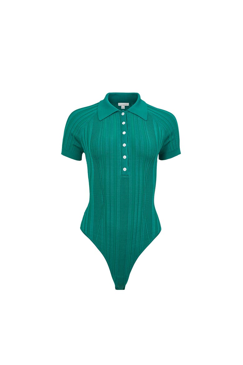 Rib Polo Bodysuit, Alternate, color, Lucky