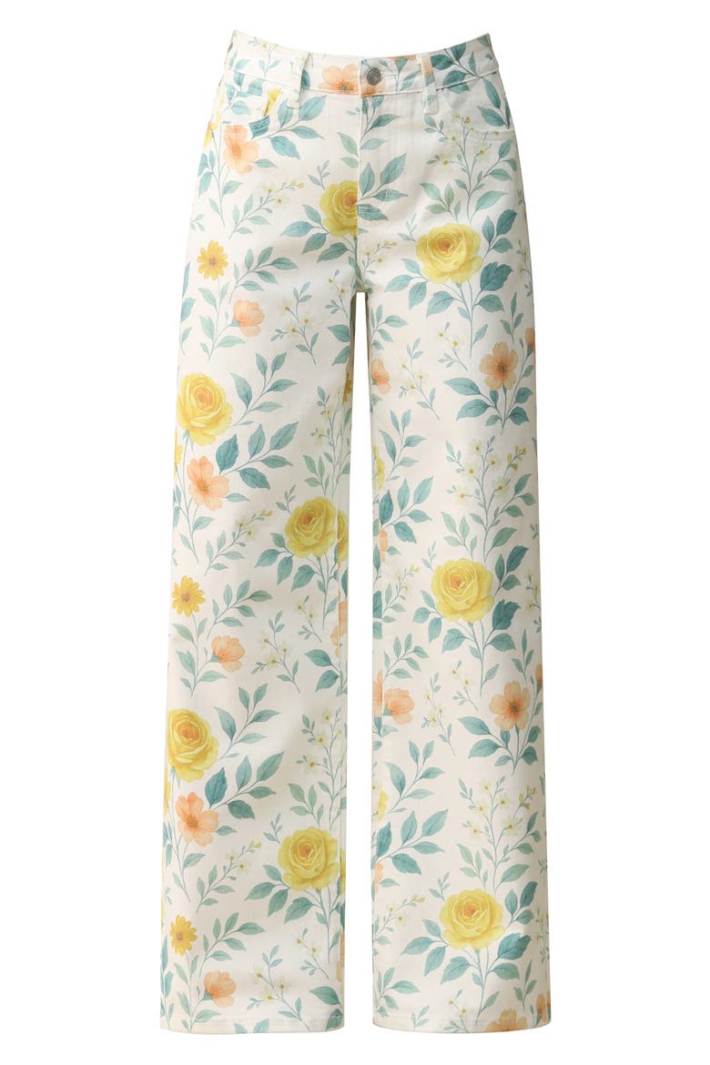 Flora Wide Leg Jeans, Alternate, color, WATERCOLOR BLOOM