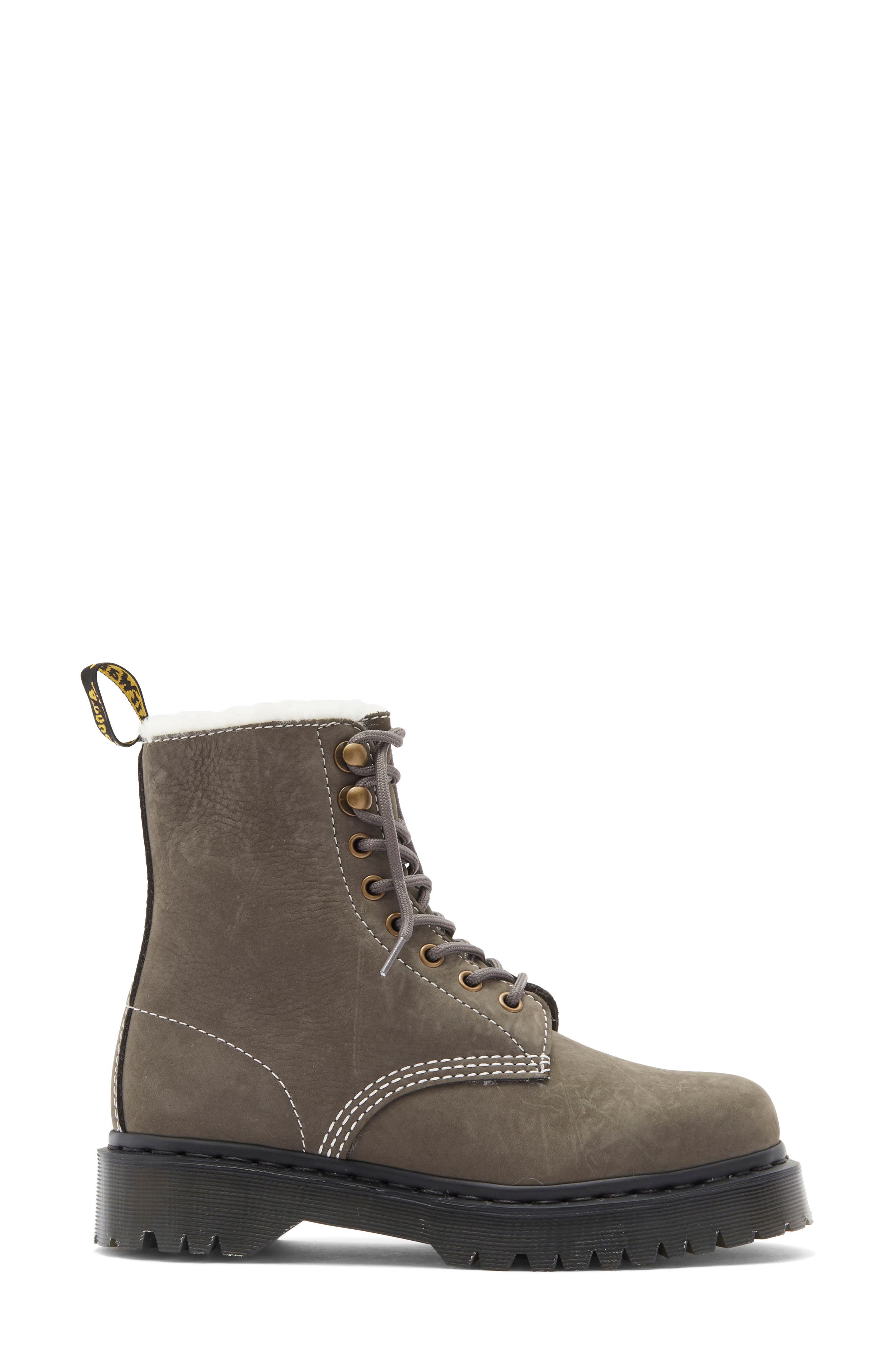 Dr. Martens 1460 Pascal Bex Faux Fur Lined Boot, Alternate, color, Gunmetal