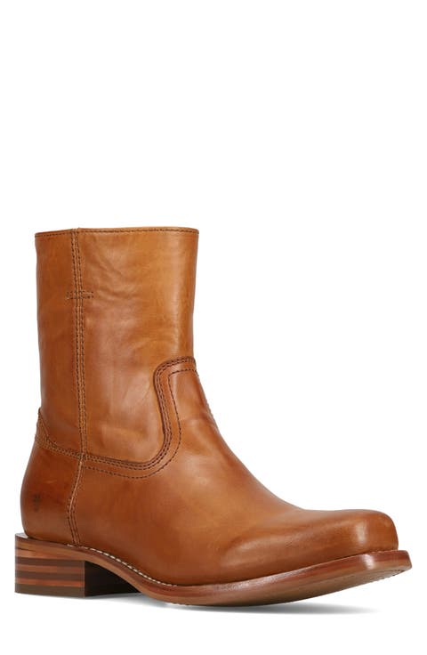 Campus Leather Plain Toe Zip Boot (Men)