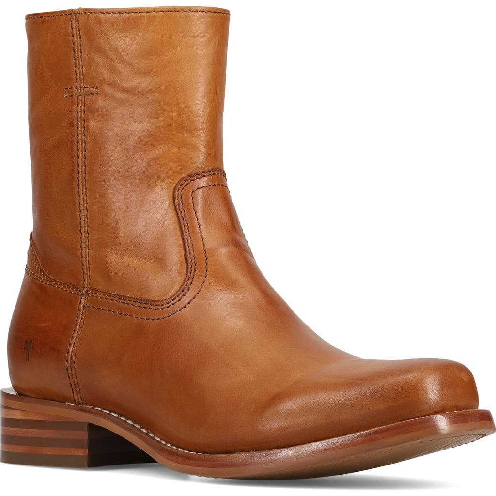 Frye Campus Leather Plain Toe Zip Boot In Brown