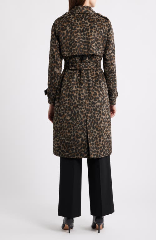 Elie Tahari The Courtney Leopard Print Belted Coat In Multi