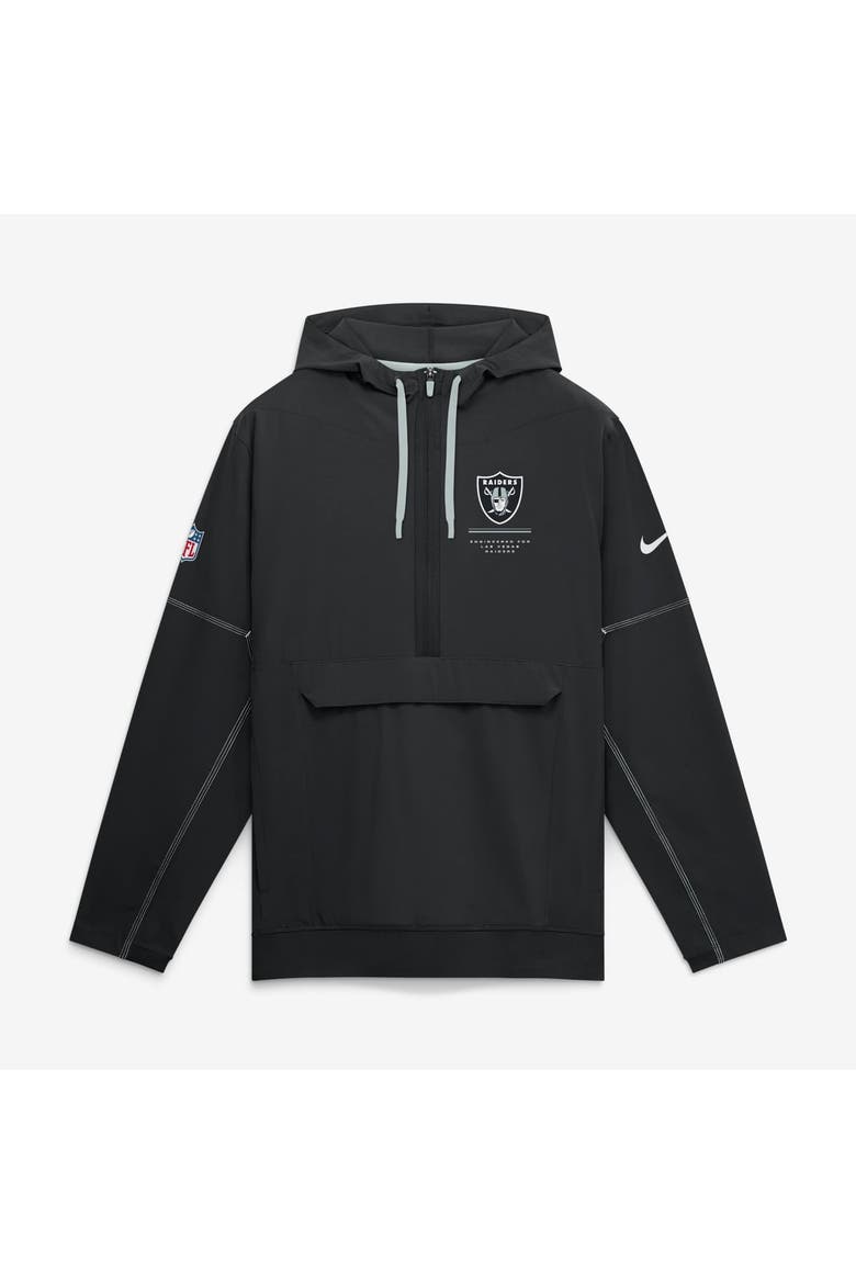 Men's Nike Black Las Vegas Raiders Sideline Logo Glory Anorak Half-Zip Hooded Jacket, Main, color, Black