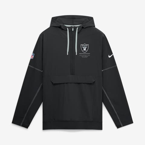 Men's Nike Black Las Vegas Raiders Sideline Logo Glory Anorak Half-Zip Hooded Jacket