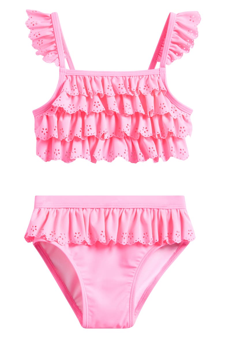 Kids' Ruffle Eyelet Two-Piece Swimsuit, Main, color, PINK
