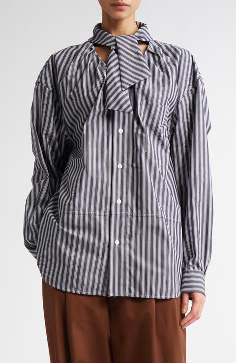Boule Tie Neck Button-Up Shirt