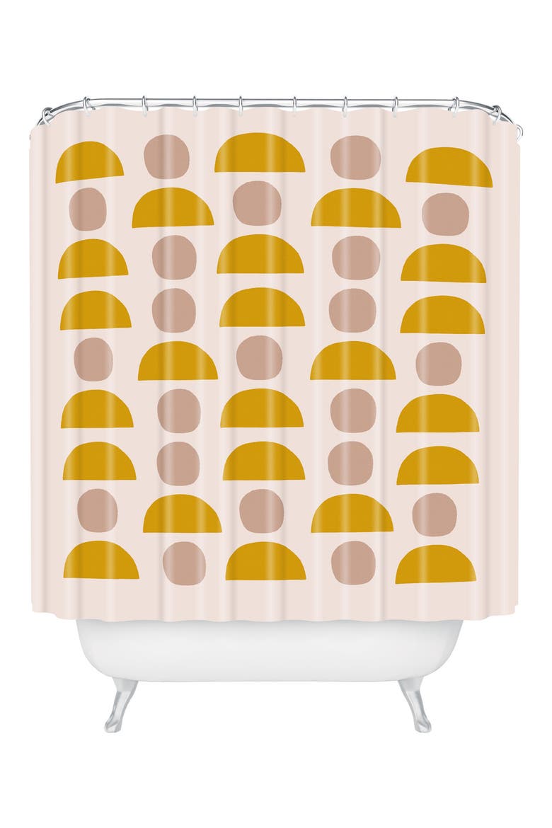 Hello Twigs Shapes Shower Curtain, Main, color, PINK/ YELLOW