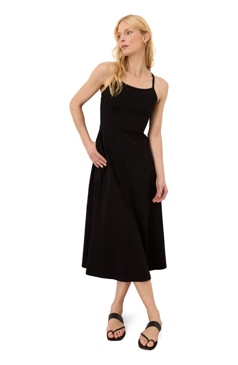 Pact Fit & Flare Midi Dress Made With Organic Cotton, Main, color, Black
