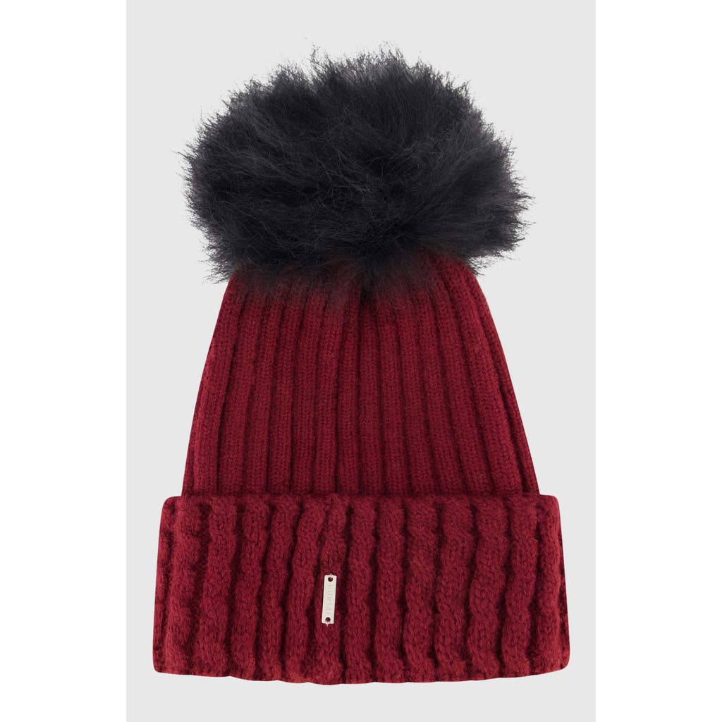 Gorski Knit Hat With Pompom In Burgundy