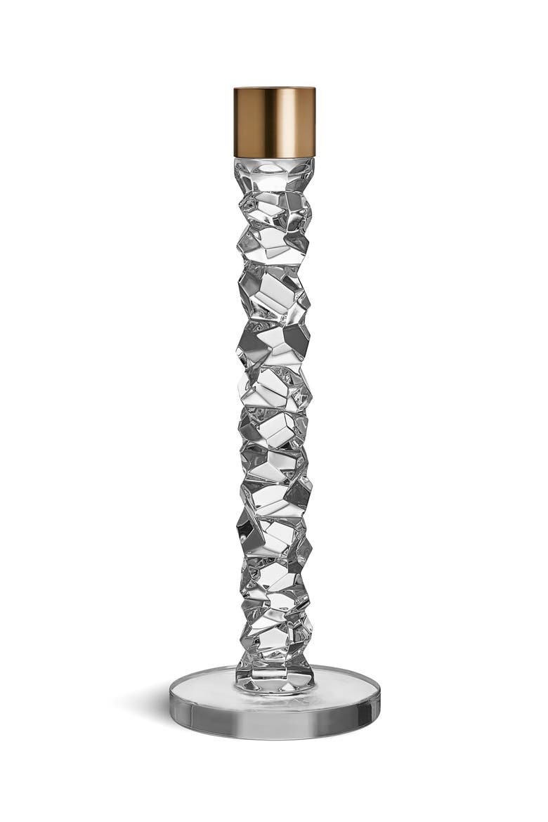 Carat Set of 2 Large Crystal & Brass Candlesticks, Alternate, color, CRYSTAL/ BRASS