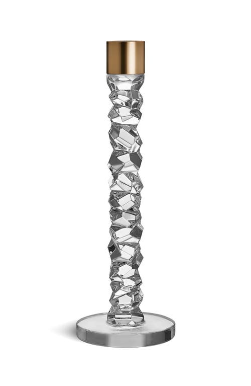 ORREFORS ORREFORS CARAT SET OF 2 LARGE CRYSTAL & BRASS CANDLESTICKS 