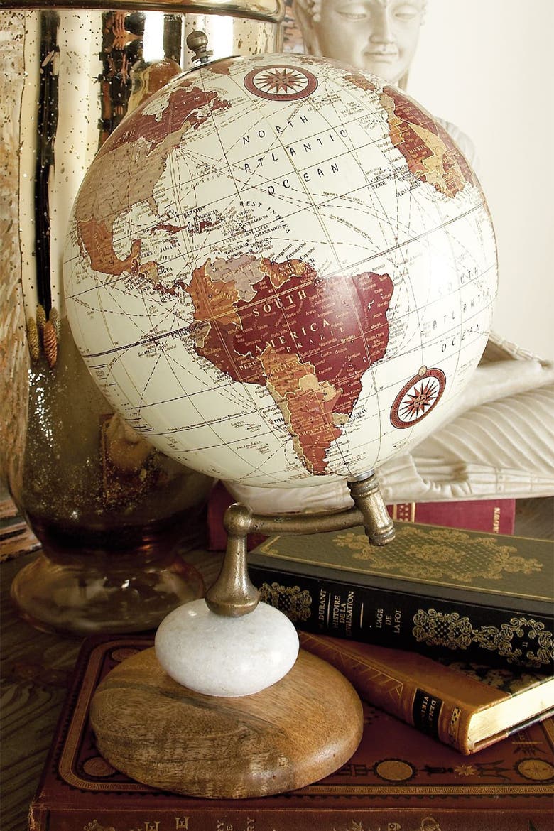 Cream Mango Wood Contemporary Globe Globe, Alternate, color, CREAM